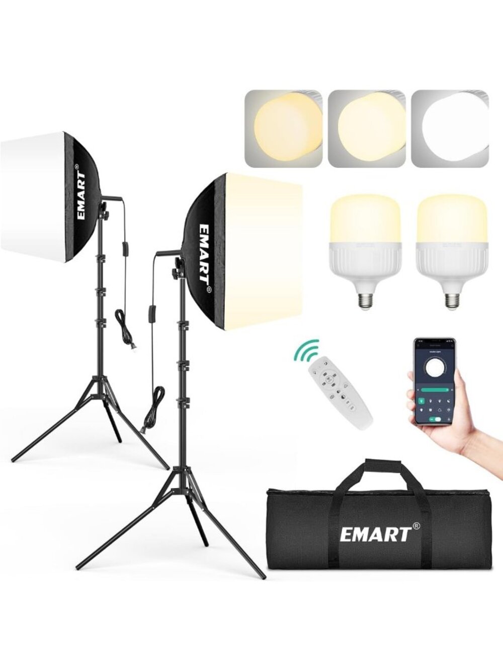 Softbox Photography Lighting Kit - 2 Pack, 50W LED, 16"x16" Adjustable Soft